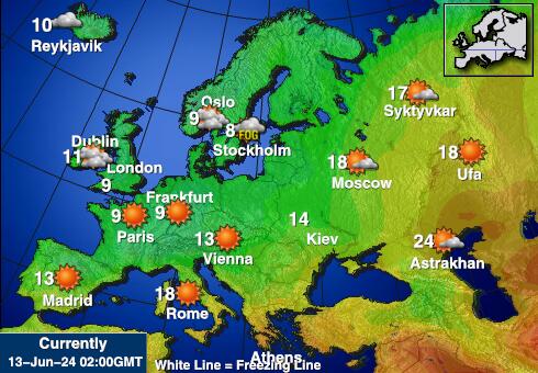 Luxembourg Værmelding Temperatur kart 