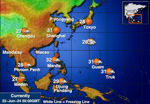 Malaysia Předpověď počasí Teplota Mapa 
