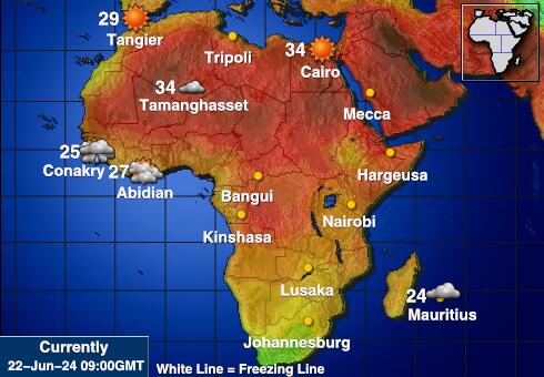 Mauritius Předpověď počasí Teplota Mapa 