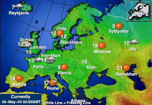 Mittelmeer- Wettervorhersage Temperaturkarte 