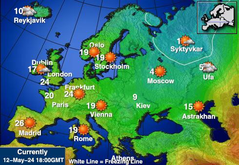 Śródziemnomorski Prognoza pogody temperaturę na mapie 