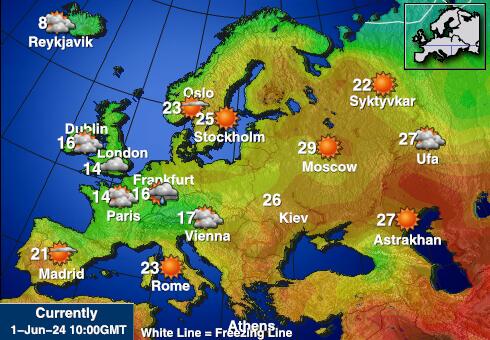 Mediterranean Předpověď počasí Teplota Mapa 
