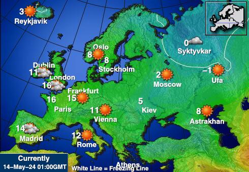 Śródziemnomorski Prognoza pogody temperaturę na mapie 