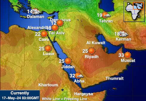 الشرق الأوسط توقعات الطقس درجة الحرارة خريطة 