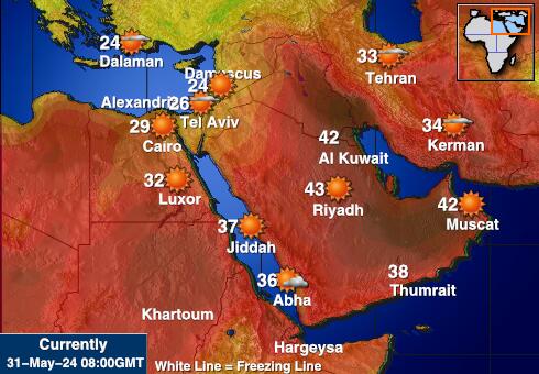Lähi-itä Sääennuste lämpötila kartalla 