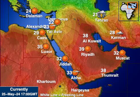 中東 天気予報温度マップ 