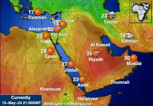 الشرق الأوسط توقعات الطقس درجة الحرارة خريطة 