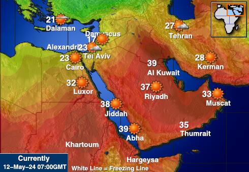 Közel-Kelet Időjárás hőmérsékleti térkép 