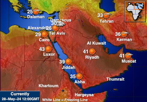 Mittlerer Osten Wettervorhersage Temperaturkarte 