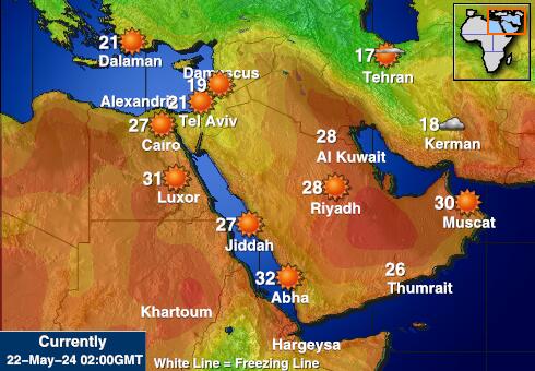 Medio Oriente Previsioni meteo temperatura mappa 