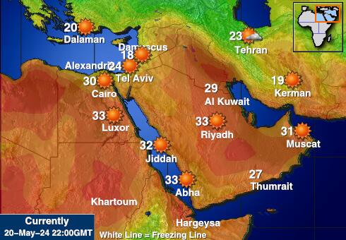 Midtøsten Værmelding Temperatur kart 