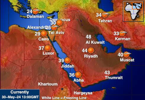 Midden-Oosten Weersverwachting Temperatuur Kaart 