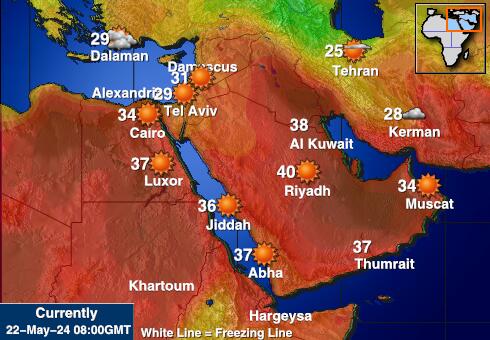 Mellem Østen Vejrudsigt Temperatur Kort 