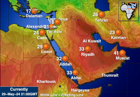 Mellanöstern Weather Forecast Temperature Map 