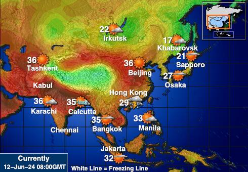 Mongolia Værmelding Temperatur kart 
