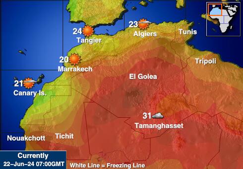 Morocco Předpověď počasí Teplota Mapa 