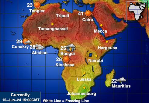 Namibia Værmelding Temperatur kart 