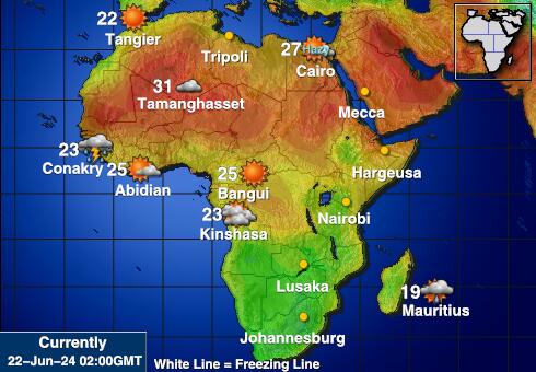 Namibia Předpověď počasí Teplota Mapa 