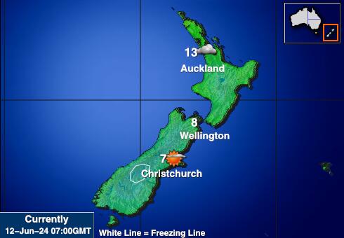 New Zealand Værmelding Temperatur kart 