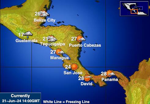 Nicaragua Předpověď počasí Teplota Mapa 
