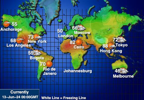 Norfolk Island Værmelding Temperatur kart 