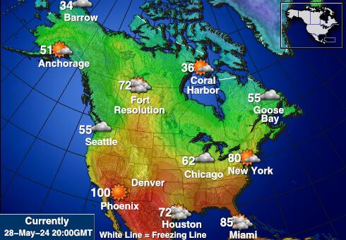 Nordamerika Wettervorhersage Temperaturkarte 