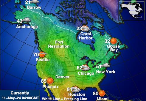 أمريكا الشمالية توقعات الطقس درجة الحرارة خريطة 