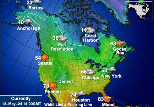 América do Norte Tempo mapa temperatura previsão 
