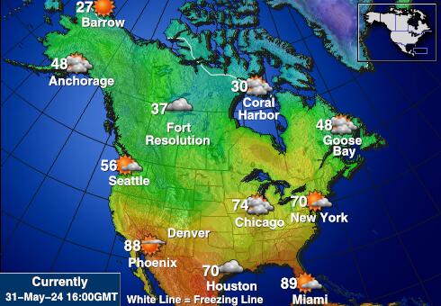 North America Předpověď počasí Teplota Mapa 