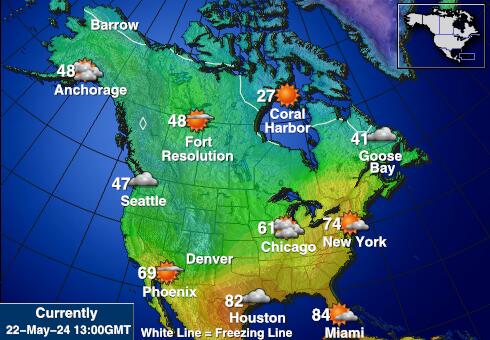 Nord America Previsioni meteo temperatura mappa 