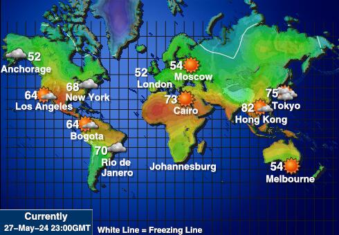 Pazifik Wettervorhersage Temperaturkarte 