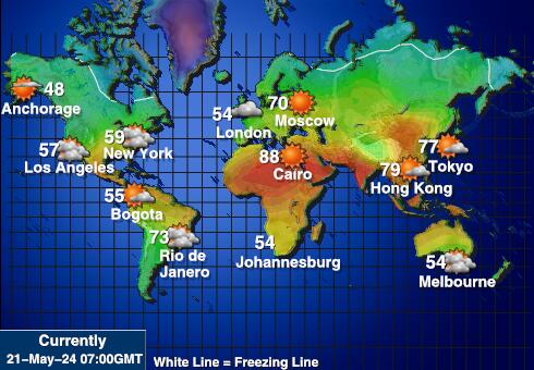Pacific Vejrudsigt Temperatur Kort 