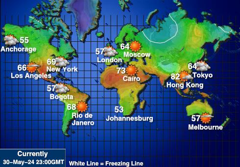 Tyynenmeren Sääennuste lämpötila kartalla 