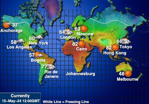 Pacyfik Prognoza pogody temperaturę na mapie 