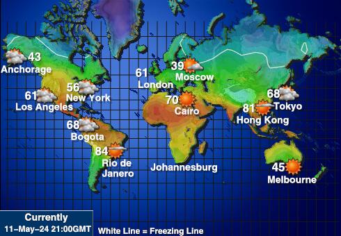 Pacífico Tempo mapa temperatura previsão 