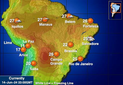 Paraguay Værmelding Temperatur kart 