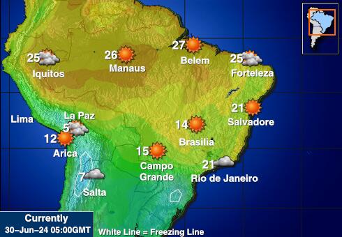 Paraguay Předpověď počasí Teplota Mapa 
