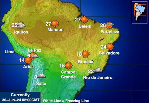 Paraguay Předpověď počasí Teplota Mapa 