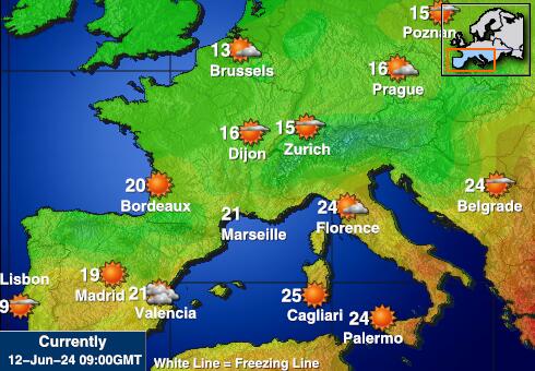 Portugal Værmelding Temperatur kart 