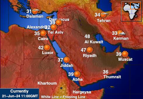 Qatar Předpověď počasí Teplota Mapa 