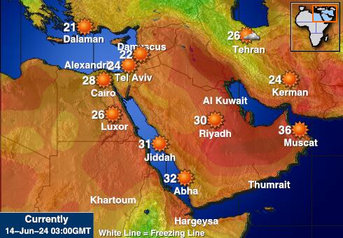 Qatar Værmelding Temperatur kart 