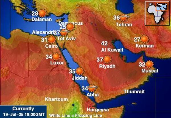 قطر توقعات الطقس درجة الحرارة خريطة