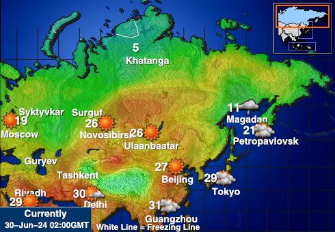 Russia Předpověď počasí Teplota Mapa 