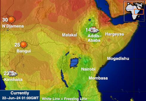 Rwanda Předpověď počasí Teplota Mapa 