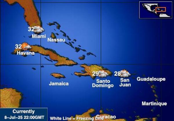 Saint Barthélemy Wettervorhersage Temperaturkarte 