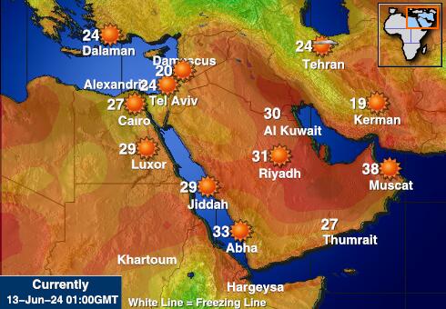 Saudi-Arabia Værmelding Temperatur kart 