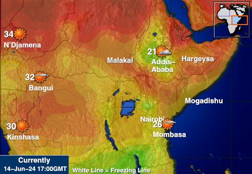 Somalia Værmelding Temperatur kart 
