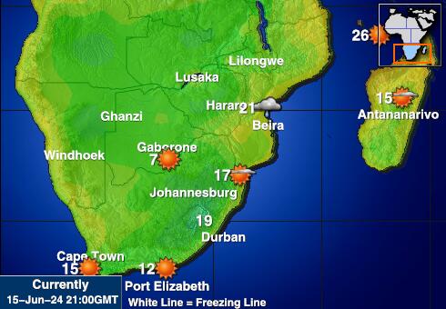 Sør-Afrika Værmelding Temperatur kart 