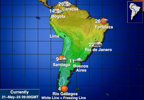 Sydamerika Vejrudsigt Temperatur Kort 