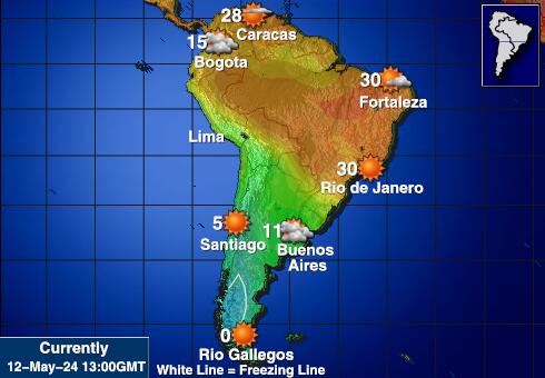 Dél Amerika Időjárás hőmérsékleti térkép 
